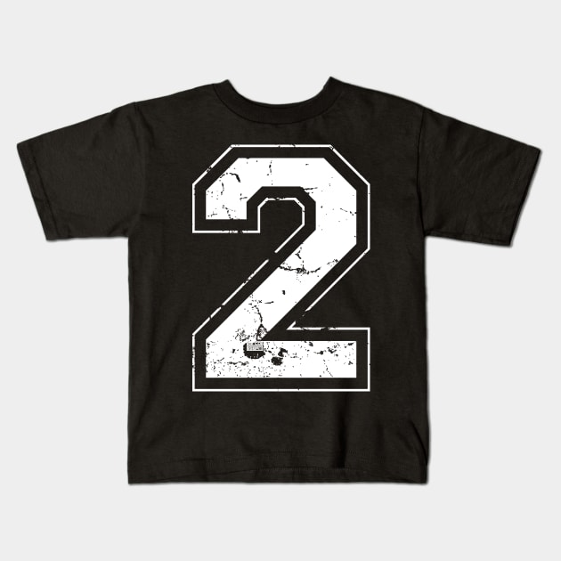 Number 2 Two White Jersey Sports Athletic Player Kids T-Shirt by porcodiseno